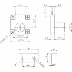 2x Serrure De Meuble Acier Chromé à Pêne Dormant En Applique Avec Rosace Platine Cylindre à Paillettes Et 2 Clés Barillet Verrou Tiroir Buffet Commode Sécurité -Fispool Magasin 89458165 3