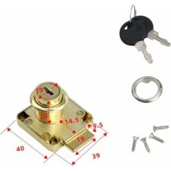 Lot De 2 Verrous à Came En Alliage De Zinc, Carrés Dorés Pour Meubles, Tiroirs, Placards, Portes Avec 4 Clés, 40 X 39 Mm