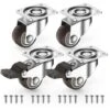4 Roulettes Pivotantes Pour Meubles 2 Avec Frein-25mm Jusqu'à 40KG - Mini Roulette Sans Traces Au Sol Pour Charge Lourde-Roue En Caoutchouc Pour Chariot