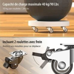 4 Roulettes Pivotantes Pour Meubles 2 Avec Frein-25mm Jusqu'à 40KG - Mini Roulette Sans Traces Au Sol Pour Charge Lourde-Roue En Caoutchouc Pour Chariot -Fispool Magasin 90266951 3