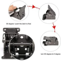 Supports Pliants Pour Pied De Table, Quincaillerie De Charnière Pliable, Extension Auto-verrouillable Support De Support D'étagère Pliable Pour Pied De Lit, étagère Murale, Gain De Place, Lot De 4 -Fispool Magasin 90318027 5