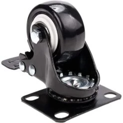 4 Roulettes Pivotantes Avec Frein 50mm En Caoutchouc Castor Roues Pour Meubles Avec Capacité De 400kg, Noir -Fispool Magasin 90318103 4