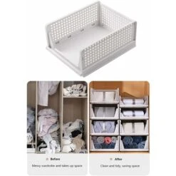 Empilable Vêtements Panier De Rangement Organisateur Coulissant Armoire Tiroir Étagère DIY Diviseur Séparateur Bureau Conteneur Pour Armoire (Jaune - Paquet De 4) -Fispool Magasin 90396526 3