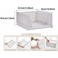 Empilable Vêtements Panier De Rangement Organisateur Coulissant Armoire Tiroir Étagère DIY Diviseur Séparateur Bureau Conteneur Pour Armoire (Jaune - Paquet De 4) -Fispool Magasin 90396526 5