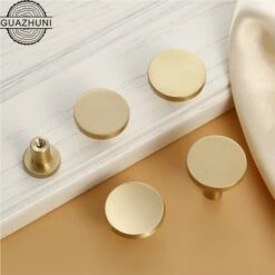 6 Pièces Boutons De Tiroir, Boutons De Meubles En Or, Boutons Armoire Ronds, Boutons De Tiroir En Laiton Doré, Poignees De Porte De Cuisine Pour Décor 20 X 25 Mm,Guazhuni