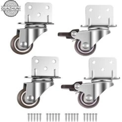 Lot De 4 Roulettes Pivotantes Pour Meubles Et Pots De Fleurs Avec Frein - Plaque De Montage En L, 25 Mm Guazhuni