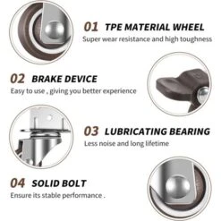 Lot De 4 Roulettes Pivotantes Pour Meubles Et Pots De Fleurs Avec Frein - Plaque De Montage En L, 25 Mm Guazhuni -Fispool Magasin 90444891 3