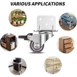 Lot De 4 Roulettes Pivotantes Pour Meubles Et Pots De Fleurs Avec Frein - Plaque De Montage En L, 25 Mm Guazhuni -Fispool Magasin 90444891 5