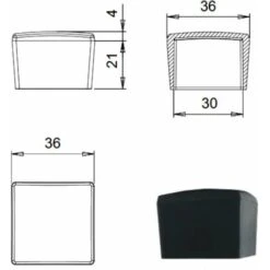 10x Embout De Tube Flexible Carré Enveloppant En Caoutchouc Bouchon Capuchon Pied Meuble Table Chaise Protection Extrémité, 30 X 30mm Noir -Fispool Magasin 90466361 3