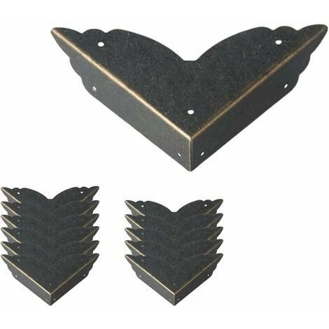 Lot De 12 Protections D'angle Vintage En Métal - Style Antique - Protection Des Bords De Meubles - Pour Table, Coffre, Boîte à Bijoux 3 Lot De 12 Protections D'angle Vintage En Métal - Style Antique - Protection Des Bords De Meubles - Pour Table, Coffre, Boîte à Bijoux