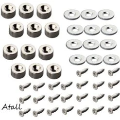 12 Pièces Aimants En Néodyme 10 KG Force 20 X 7 Mm Avec Trou Et Capsule, Aimant En Pot Fraisé Avec Vis Et 12 Coussins En Acier (Argent Brillant)