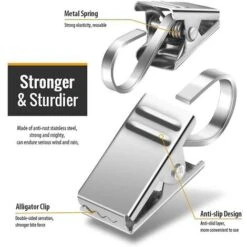 Lot De 25 Pinces à Rideaux En Métal Avec Crochets Pour Guirlandes Lumineuses, Pinces à Rideaux En Acier Inoxydable Argent Pour Photo -Fispool Magasin 91753556 3