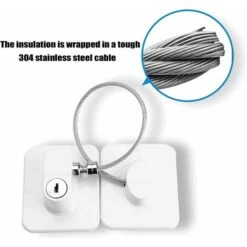 2 PCS Securite Fenetre Enfant, Entrebailleur Fenetre PVC Sans Percer Serrure Forte Adhésive Cable Bloc Fenetre Avec Clé, Pour Réfrigérateur Portes Et Tiroirs Fenêtres Securite Enfant -Fispool Magasin 91852229 4