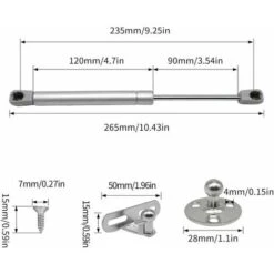 4pcs Verin A Gaz 80N Hydraulique Verin Verin Meubles Armoire Porte Porte Pour Armoires Bibliothèques Meubles (4, 80n) -Fispool Magasin 91949204 3