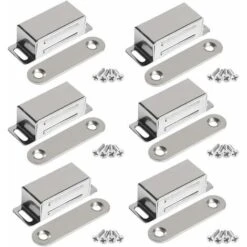 Magnétiques Meuble Aimant De Porte 10kg Puissant Acier Inoxydable Aimant De Placard Aimant Porte Placard (6 Pièces)(vis En Acier Inoxydable)