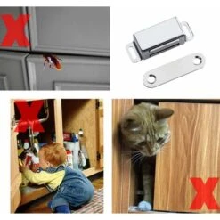 Magnétiques Meuble Aimant De Porte 10kg Puissant Acier Inoxydable Aimant De Placard Aimant Porte Placard (6 Pièces)(vis En Acier Inoxydable) -Fispool Magasin 92676905 4