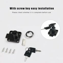 Lot De 2 Verrous De Tiroir De Bureau Noir Avec 4 Clés Universelles, Vis à Base Carrée, Serrure De Sécurité Fixe Pour Meubles, Porte De Meubles, Boîte Aux Lettres, Vitrine En Verre -Fispool Magasin 93286654 4