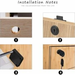 Lot De 2 Verrous De Tiroir De Bureau Noir Avec 4 Clés Universelles, Vis à Base Carrée, Serrure De Sécurité Fixe Pour Meubles, Porte De Meubles, Boîte Aux Lettres, Vitrine En Verre -Fispool Magasin 93286654 5
