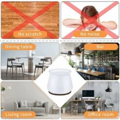 24 Pièces Gomme Embout Pieds De Chaise Table Chaise Feutre Pieds - Rond Plaquettes De Pieds De Meubles Chaise Jambe Caches Protecteurs Patin Silicone Pour Mobilier Embout Anti-Rayures Tampon Chaise -Fispool Magasin 93429863 4