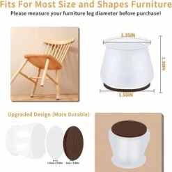 24 Pièces Gomme Embout Pieds De Chaise Table Chaise Feutre Pieds - Rond Plaquettes De Pieds De Meubles Chaise Jambe Caches Protecteurs Patin Silicone Pour Mobilier Embout Anti-Rayures Tampon Chaise -Fispool Magasin 93429863 5