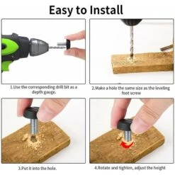 Lot De 22 Pieds De Nivellement - Réglables Et De Petite Taille - Vis Avec Filetage M8 - 23 X 27mm - Idéaux Pour Meuble Et Chaise -Fispool Magasin 93429900 5