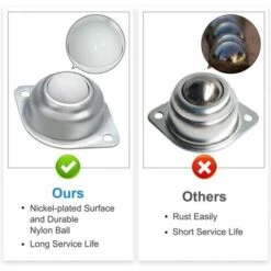 8 Pièces Roulettes à Billes, Transfert Roulettes De Meubles,Nylon Roulettes à Bille, Rouleaux à Billes En Nylon Et En Acier Inoxydable, Rotation à 360 Degrés, Pour Meubles, Etagères, Vitrines -Fispool Magasin 93429902 4