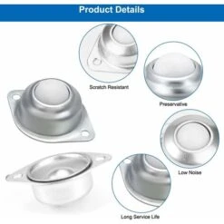 8 Pièces Roulettes à Billes, Transfert Roulettes De Meubles,Nylon Roulettes à Bille, Rouleaux à Billes En Nylon Et En Acier Inoxydable, Rotation à 360 Degrés, Pour Meubles, Etagères, Vitrines -Fispool Magasin 93429902 5