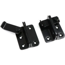 Verrou De Porte Coulissante Cadenas Moraillon Serrure De Porte Loquet De Verrouillage De Boucle Crochet Antivol, Finition Noire Mate En Acier Inoxydable（45MM） -Fispool Magasin 93437385 5