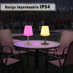Lampe De Table Gradable RGB Lampe De Table Sans Fil Exterieur Portable Lampe Rechargeable IP44 étanche Lampe LED Pour Jardin Salon Terrasse Table à Manger Café（B-lamp） -Fispool Magasin 93903359 3