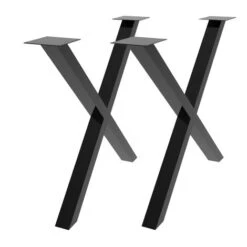 GUOYIHUA® 2 Pieds 80x72cm Support Chevalet En Forme De X Pieds De Table En Acier Salon Salle à Manger Bureau Laqué Noir -Fispool Magasin 93984124 3