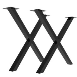 GUOYIHUA® 2 Pieds 80x72cm Support Chevalet En Forme De X Pieds De Table En Acier Salon Salle à Manger Bureau Laqué Noir -Fispool Magasin 93984124 5