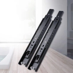 Fermeture Amortie Glissières Pour Tiroirs 350 Mm, Coulisse Tiroir Sortie Totale Capacité De Charge Robuste De 45 Kg, 1 Paire (2 Pièces)(1 Paire Avec Clapet 14" (35cm)) -Fispool Magasin 93990231 5