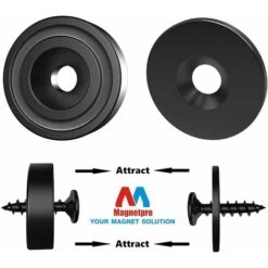 6 Pcs Aimants En Néodyme 10 KG Force 20 X 7 Mm Avec Trou Et Capsule, Aimant En Pot Fraisé (Piano Noir) -Fispool Magasin 94300407 3