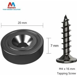 6 Pcs Aimants En Néodyme 10 KG Force 20 X 7 Mm Avec Trou Et Capsule, Aimant En Pot Fraisé (Piano Noir) -Fispool Magasin 94300407 4