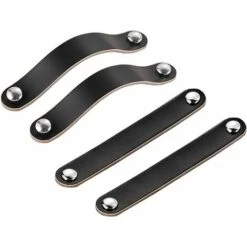 SVKBJROY 8 Pièces Poignées Cuir Noir Poignées D'armoire En Cuir 96 Mm, Poignées De Tiroir, Poignées De Placard Poignées Cuir Pour Armoire Tiroir Meuble