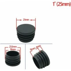 Bouchon En Plastique Rond, 20 Pièces Bouchon D'extrémité De Tube Noir Bouchon De Chaise Glisse Rond Bouchon D'extrémité De Meubles Chaise/Jambe Tuyau Couvercle Insert (25mm) -Fispool Magasin 95442673 4