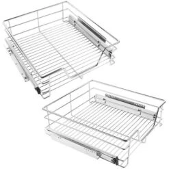 2 Tiroirs De Rangement Téléscopiques - Lot De 2 Tiroirs, Paniers Coulissants Cuisine - Pour Placard De 46cm