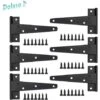 Charniere Porte Lourde 6pcs, Charniere Porte 6 Pouces, Charnière En T Noires, Charniere Plate Inox Charnières De Portes En Fer Charnières Robustes Pour Portes, Fenêtres, Abris De Jardin
