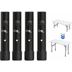 MINKUROW Lot De 4 Rallonges De Pieds De Table Pour Tables Pliantes Pour Pieds Pliés Et Droits, Rehausseurs De Pieds De Table Pliables Réglables, Pour Une Hauteur De (19,8 Cm)