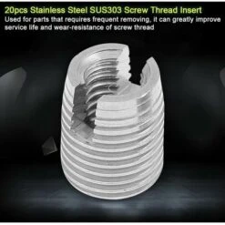 Insert Fileté Auto-Taraudeur 20pcs, Écrou D'Insertion De Filetage à Vis Fendue Auto-Taraudeuse M3 X 6mm Pour La Réparation Hélicoïdale -Fispool Magasin 95909424 4