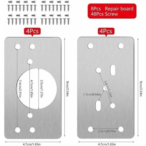 Plaque De Réparation De Charnière D'armoire Avec Trou, 8 Pièces Supports De Réparation Plaques Installation Facile Avec 48 Vis, Kit De Réparation De Charnière Pour Bois, Meubles, Étagères,GU.B/bon,Dol 4 Plaque De Réparation De Charnière D'armoire Avec Trou, 8 Pièces Supports De Réparation Plaques Installation Facile Avec 48 Vis, Kit De Réparation De Charnière Pour Bois, Meubles, Étagères,GU.B/bon,Dol – Image 2