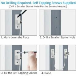 4pcs Entrebâilleur Fenêtre Porte Restricteur De Porte De Fenêtre Verrou Fenetre UPVC Verrouillage De Limite Verrou De Sécurité Câble Serrure De Limite Avec Clé Et Vis -Fispool Magasin 95968391 4