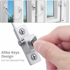 4pcs Entrebâilleur Fenêtre Porte Restricteur De Porte De Fenêtre Verrou Fenetre UPVC Verrouillage De Limite Verrou De Sécurité Câble Serrure De Limite Avec Clé Et Vis -Fispool Magasin 95968391 5