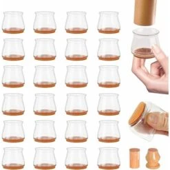 24 Pièces Bouchon Pied De Chaise,Tour Couvre Pied De Chaise En Silicone Protège Pied De Chaise Pour Cols En Bois Dur Et Carrelage H147