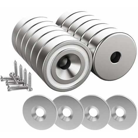 12 Pièces Aimants En Néodyme 10 KG Force 20 X 7 Mm Avec Trou Et Capsule, Aimant En Pot Fraisé Avec Vis Et 12 Coussins En Acier (Argent Brillant) H252 3 12 Pièces Aimants En Néodyme 10 KG Force 20 X 7 Mm Avec Trou Et Capsule, Aimant En Pot Fraisé Avec Vis Et 12 Coussins En Acier (Argent Brillant) H252