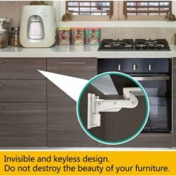 12 PCS Bébé Sécurité Verrouillage De Cabinet Enfant, Bébé Sécurité Loquets Placard Serrures Verrous Invisibles Aucun Outil Ou Forage Requis Pour Porte Tiroir Armoire Frigo Tiroirs Placards -Fispool Magasin 96338960 3