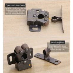 Loqueteau Pour Meuble　Lot De 12 Loqueteau D'Armoire à Double Rouleaux Fermetures Loquets Pour Portes Laiton Poli Fermoire Pour Portes Ferme-Portes Pour Portes Placards Tiroirs Armoire - Bronzé -Fispool Magasin 96339942 2