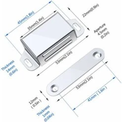 Aimants Loqueteaux Magnétiques, 10 Kg Loqueteau De Porte Magnétique Et 32 Vis, 304 Acier Inox, Loqueteaux Magnétiques Aimanté Pour Fermeture De Porte Meuble/armoire/placard (paquet De 8) -Fispool Magasin 97200381 3