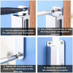 Aimants Loqueteaux Magnétiques, 10 Kg Loqueteau De Porte Magnétique Et 32 Vis, 304 Acier Inox, Loqueteaux Magnétiques Aimanté Pour Fermeture De Porte Meuble/armoire/placard (paquet De 8) -Fispool Magasin 97200381 4