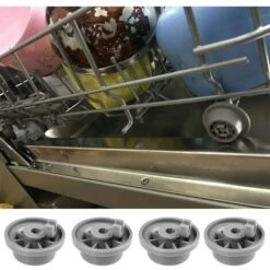 Lot De 4 Roulettes De Lave-vaisselle Pour Panier Inférieur, Roues De Lave-vaisselle Pour Siemens, Bosch 165314 -Fispool Magasin 97391308 4